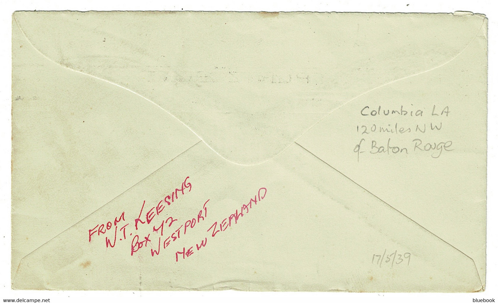Ref 1553 -  1939 New Zealand Cover 2 1/2d Rate Westport To USA - Good Slogan Postmark - Lettres & Documents