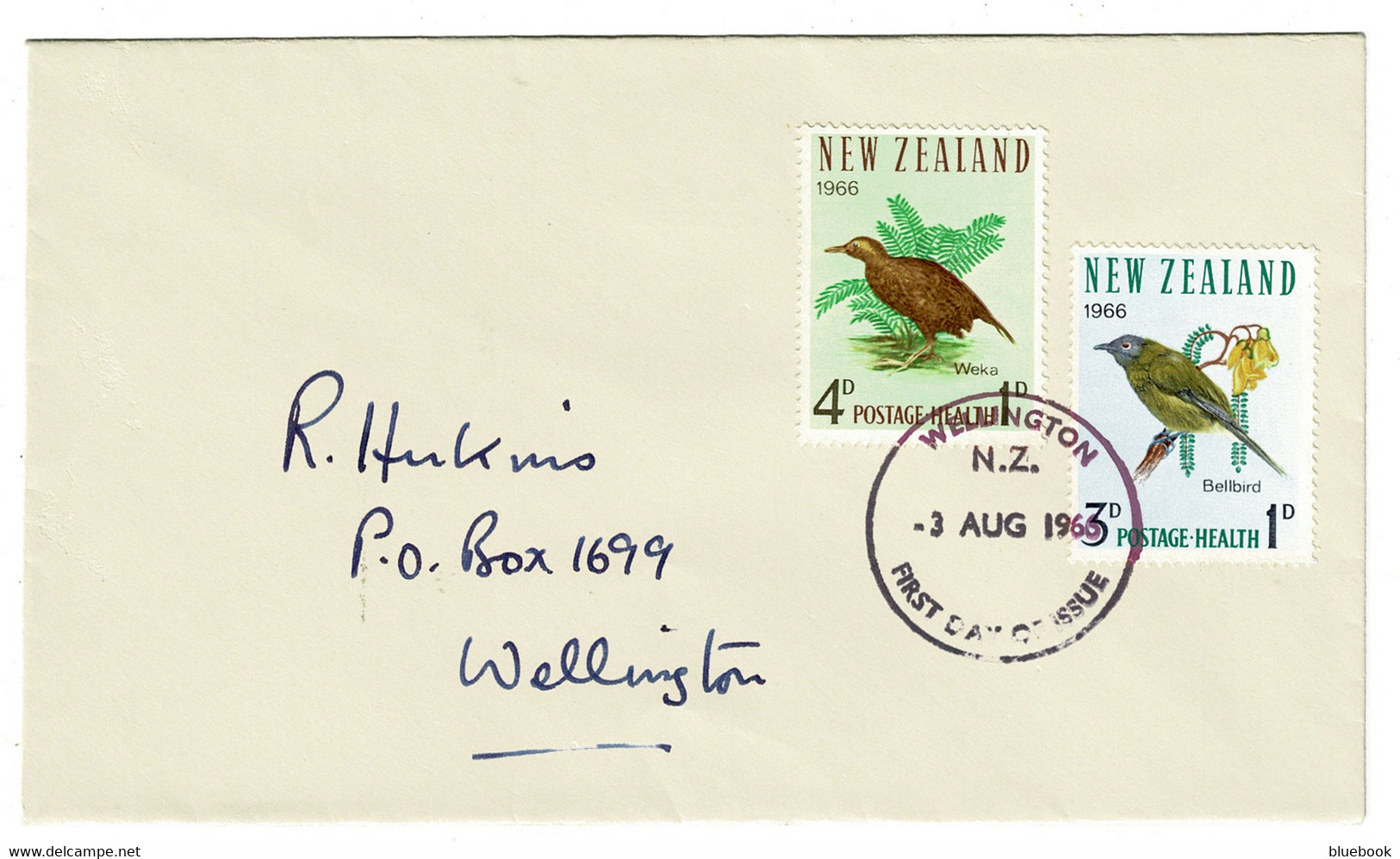 Ref 1553 -  1966 New Zealand FDC First Day Health Cover - Weka & Bellbird - Bird Theme - Covers & Documents