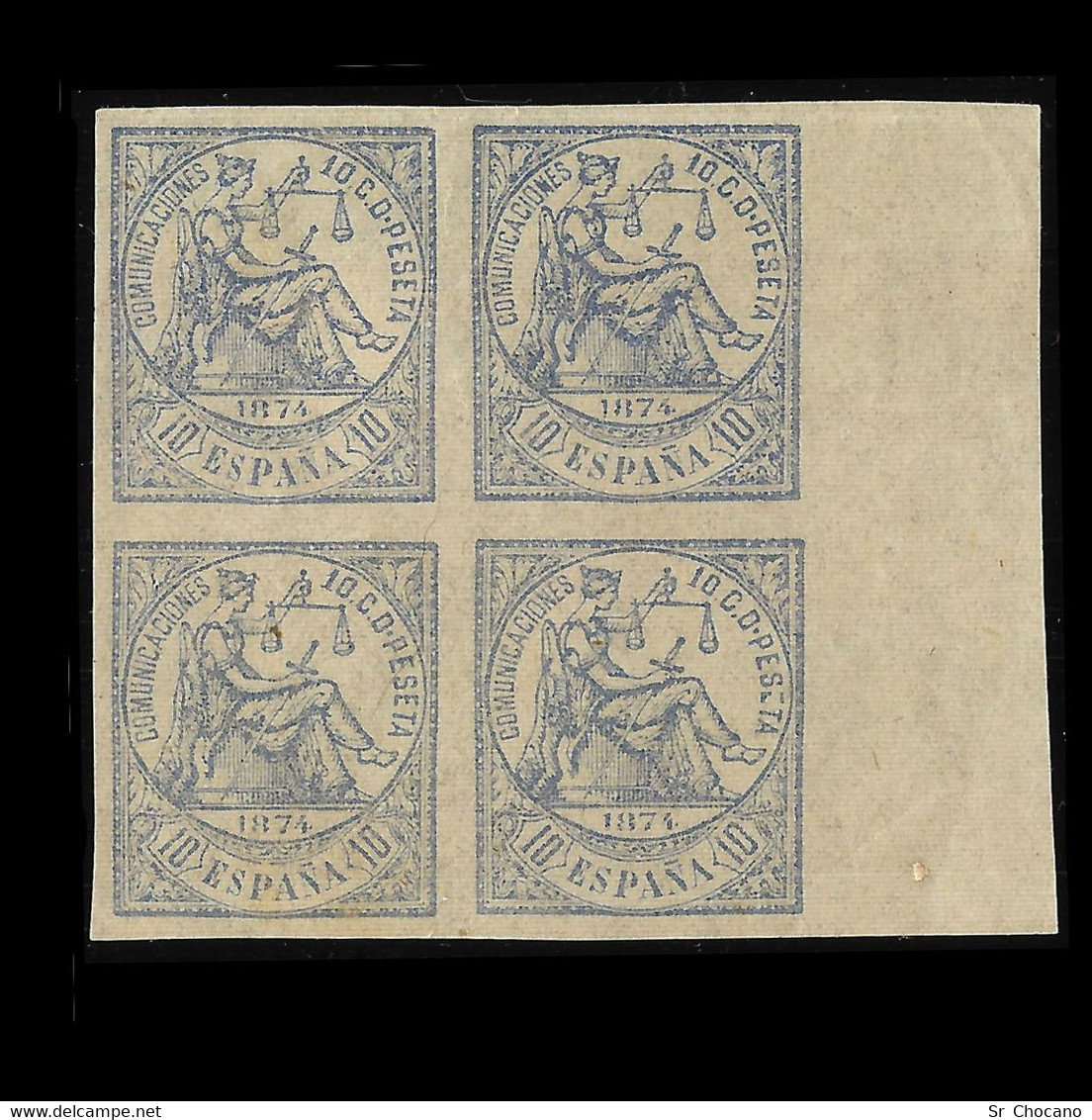 I República 1874.Alegoría Justicia.10c.Blq 4.SD.Nuevo Edifil 145 - Unused Stamps