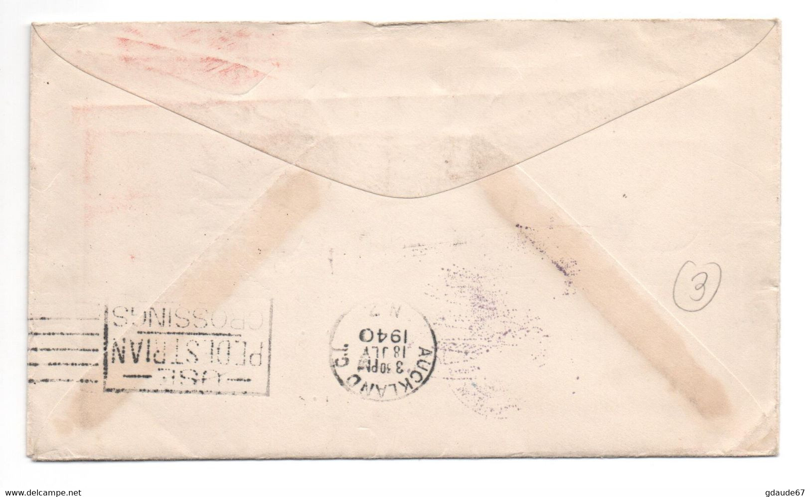 1940 - ENVELOPPE POSTE AERIENNE 1ere PREMIERE TRAVERSEE ENTRE NOUVELLE CALEDONIE ET NOUVELLE ZELANDE - TàD NOUMEA - Lettres & Documents