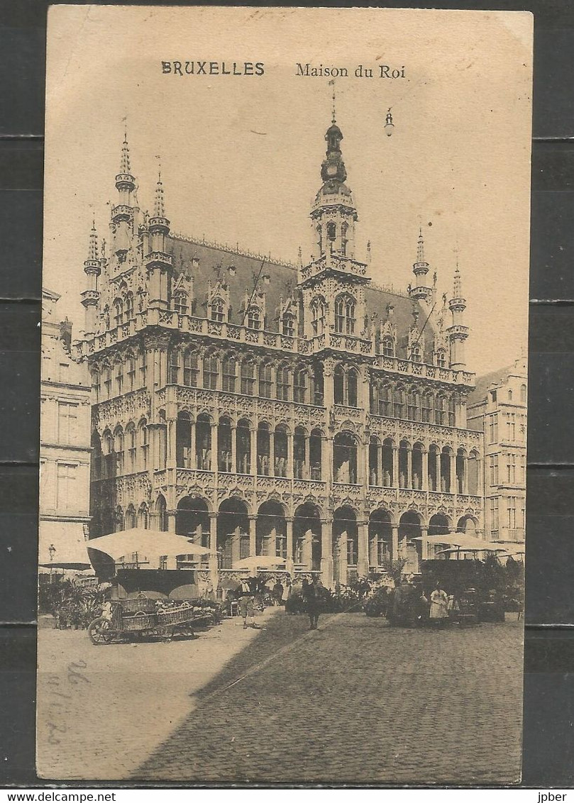 Belgique - Pellens - N°110 PAIRE DU CARNET Sur CP De IXELLES Vers LAUSANNE - Verso Maison Du Roi Avec Marché - 1912 Pellens