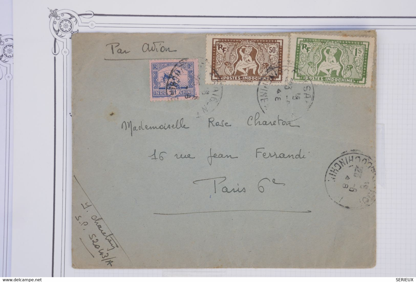 AW8 INDOCHINE   BELLE  LETTRE 1948  SAIGON    A  PARIS  FRANCE    +AFFRANCHIS.INTERESSANT. - Cartas & Documentos
