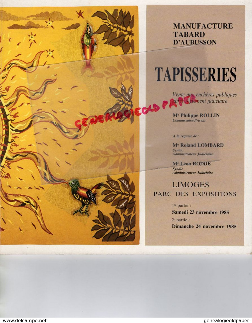 23- AUBUSSON-RARE CATALOGUE MANUFACTURE TABARD -TAPISSERIES -ROLLIN LIMOGES PARC EXPOSITIONS-1985-LUCIEN BLONDEAU- - Limousin