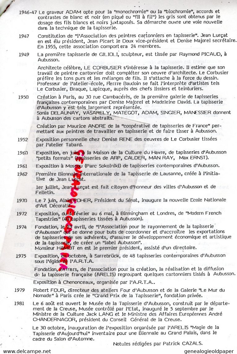 23- AUBUSSON-RARE CATALOGUE 1967 ASPECTS CONTEMPORAINS TAPISSERIE BIOGRAPHIES -JEAN LURCAT -ELIE MAINGONNAT-THOMAS GLEB-