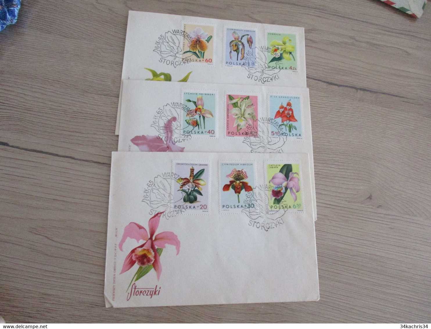 ORCHIDS ORCHIDEES X 3 Premiers Jours First Day Cover Polska Pologne  1965 9 TP - Orchidées