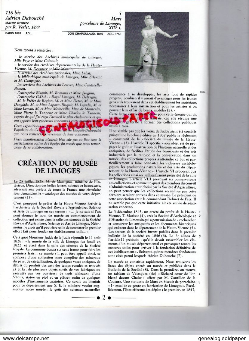 87- LIMOGES - LIVRET PORCELAINE ADRIEN DUBOUCHE -UN MUSEE UN MECENE-1990-CHANTAL MESLIN PERRIER-ISABELLE PEARSON - Limousin