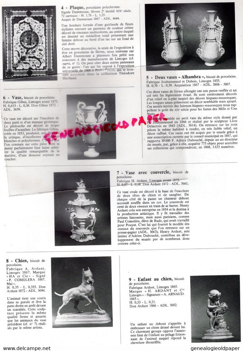 87- LIMOGES - DEPLIANT CHEFS D' OEUVRE REVELES EN PORCELAINE-LA RUEE VERS L' ART- POUYAT-MUSEE ADRIEN DUBOUCHE 1988 - Limousin