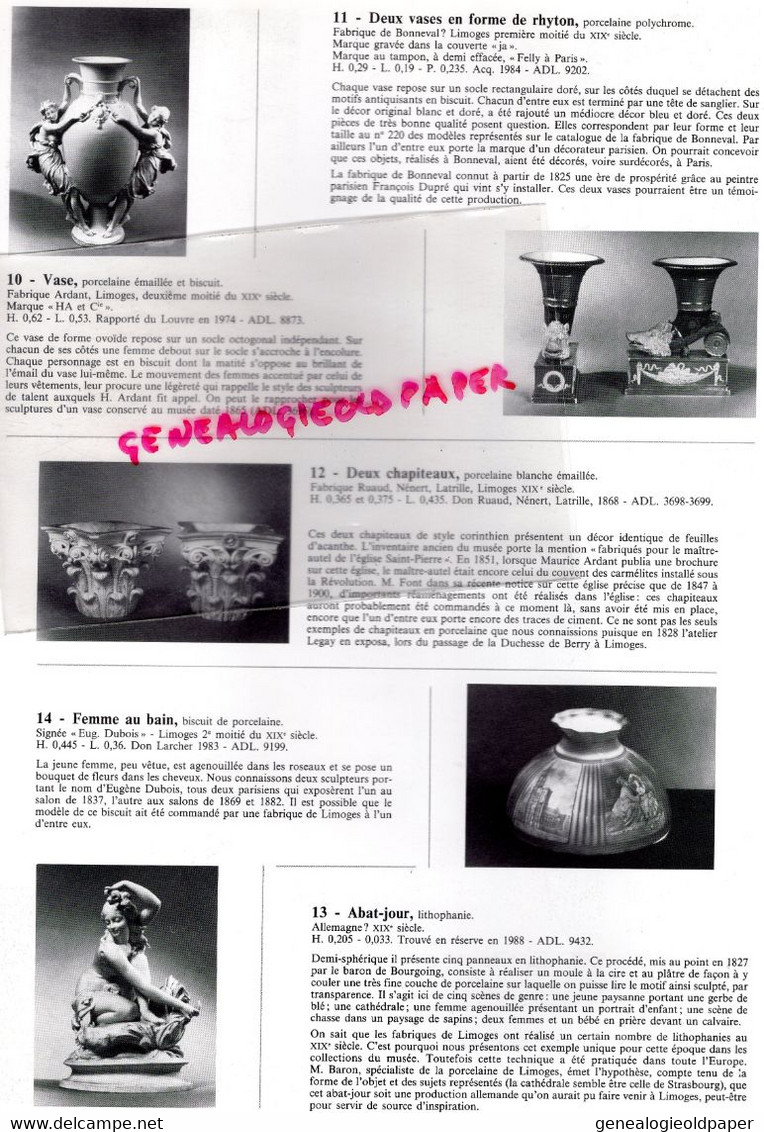 87- LIMOGES - DEPLIANT CHEFS D' OEUVRE REVELES EN PORCELAINE-LA RUEE VERS L' ART- POUYAT-MUSEE ADRIEN DUBOUCHE 1988 - Limousin