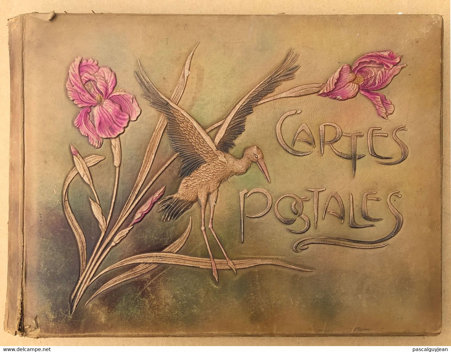 ALBUM ANCIEN POUR CARTES POSTALES ANCIENNES - DECOR IRIS ET CIGOGNE - Unclassified