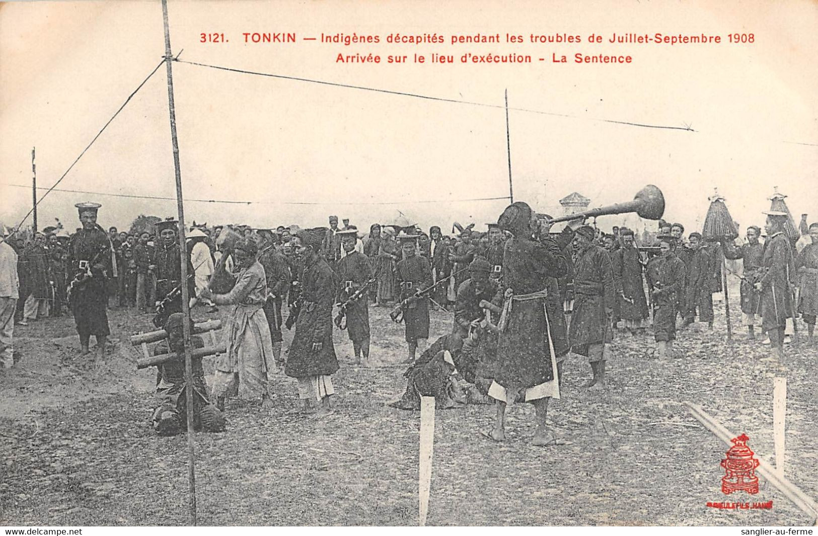 CPA ASIE TONKIN INDIGENES DECAPITES PENDANT LES TROUBLES DE JUILLET SEPTEMBRE 1908 ARRIVEE SUR LE LIEU D'EXECUTION LA SE - Vietnam
