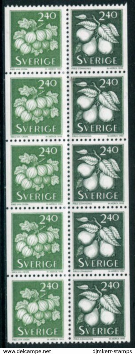 SWEDEN 1993 Berries And Fruits Booklet Pane MNH / **.   Michel 1768-69 - Nuovi
