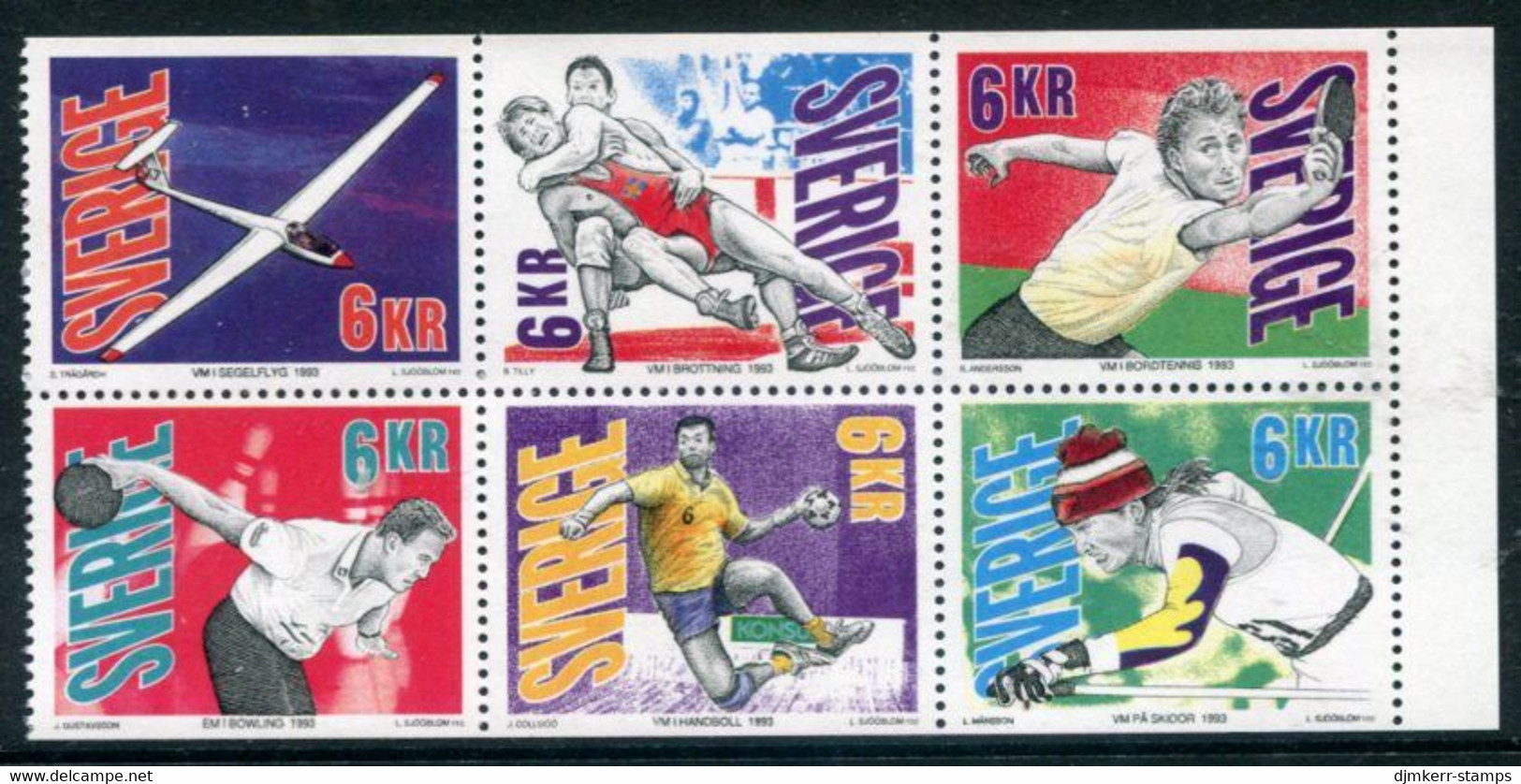 SWEDEN 1993 Sports Championships MNH / **.   Michel 1761-66 - Unused Stamps