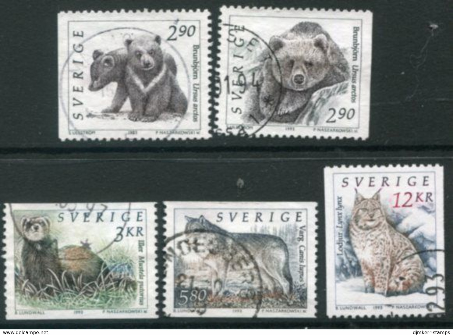 SWEDEN 1993 Wild Mammals Used.   Michel 1756-60 - Gebraucht