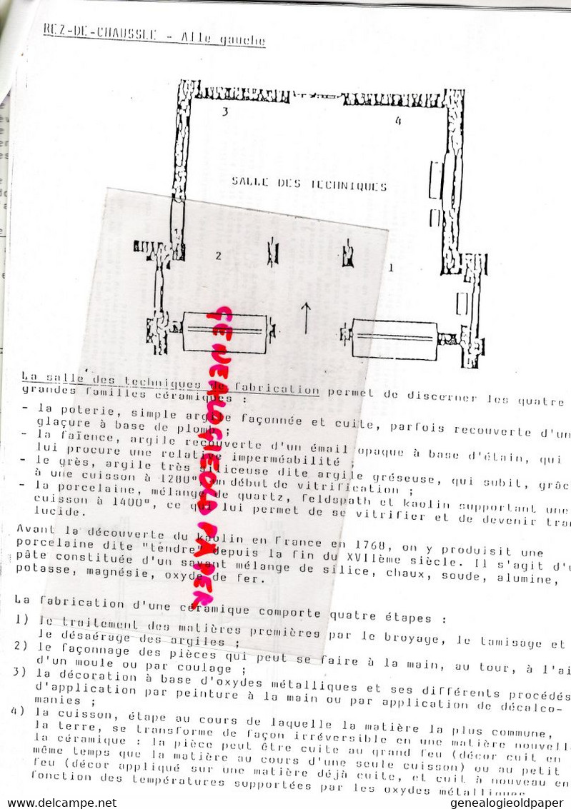 87- LIMOGES - RARE DOSSIER DE PRESSE MUSEE ADRIEN DUBOUCHE-PORCELAINE-POTERIE-GRES-ROSELINE DU MANOIR