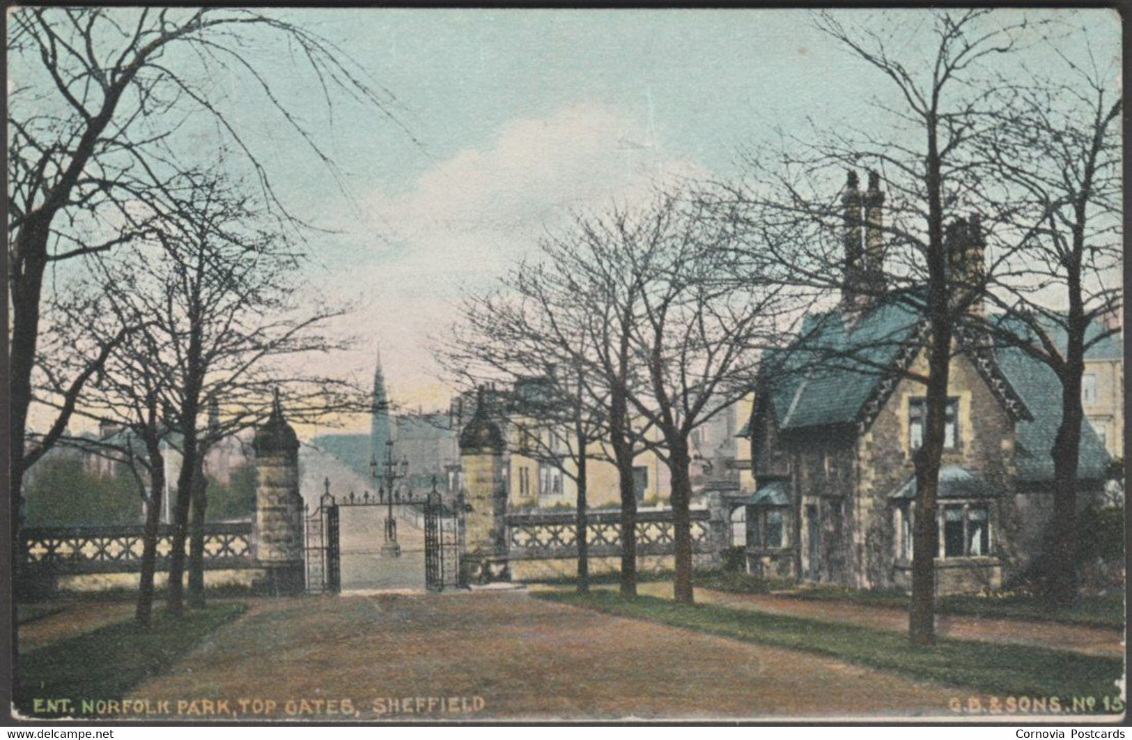 Entrance Of Norfolk Park, Top Gates, Sheffield, 1905 - George Bagshaw Postcard - Sheffield