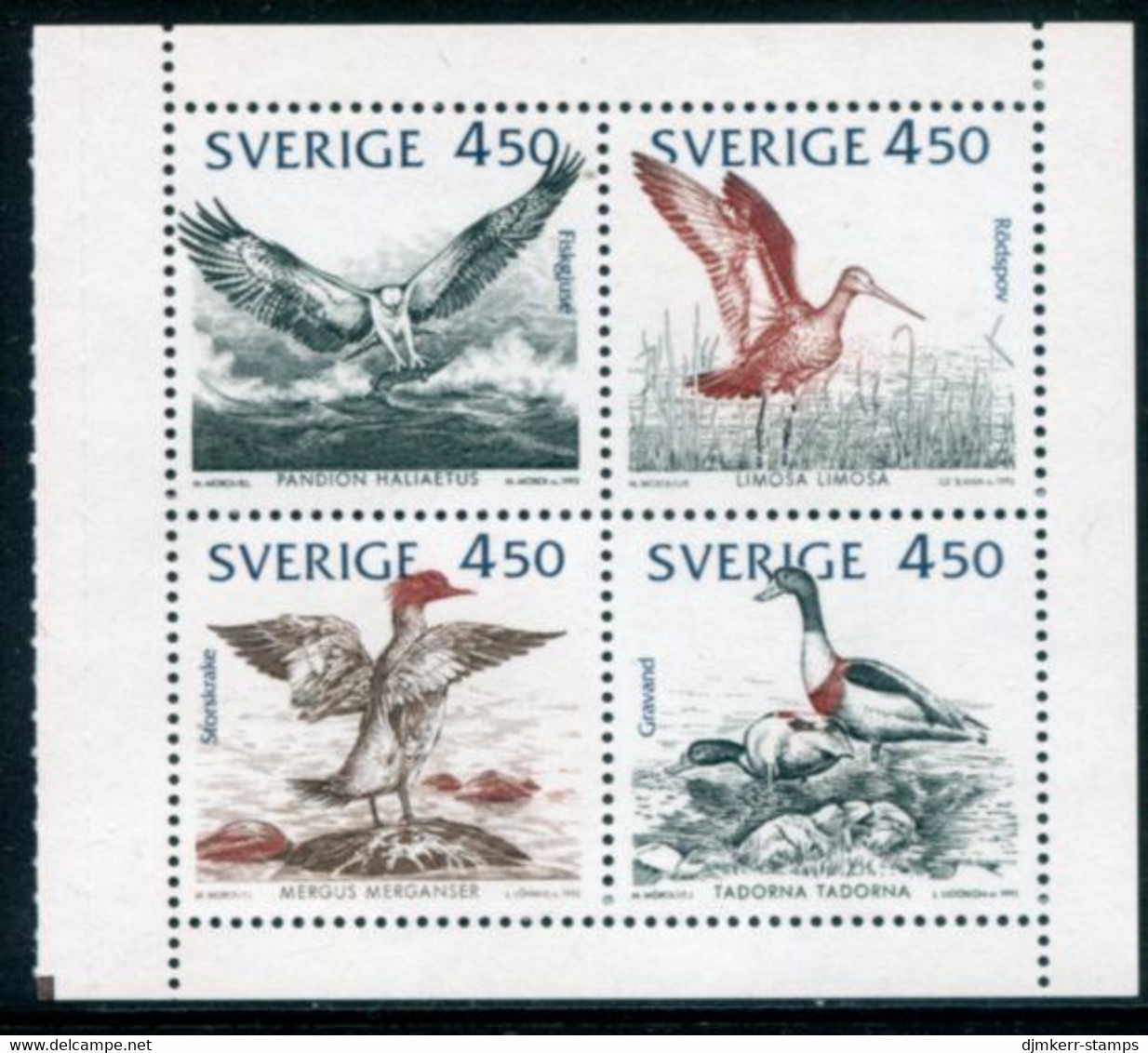 SWEDEN 1992 Birds Of The Baltic MNH / **.   Michel 1742-45 - Ungebraucht