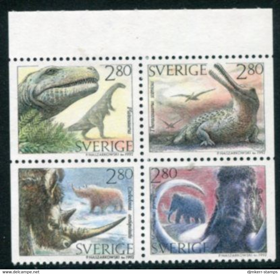 SWEDEN 1992 Prehistoric Creatures MNH / **.   Michel 1738-41 - Unused Stamps