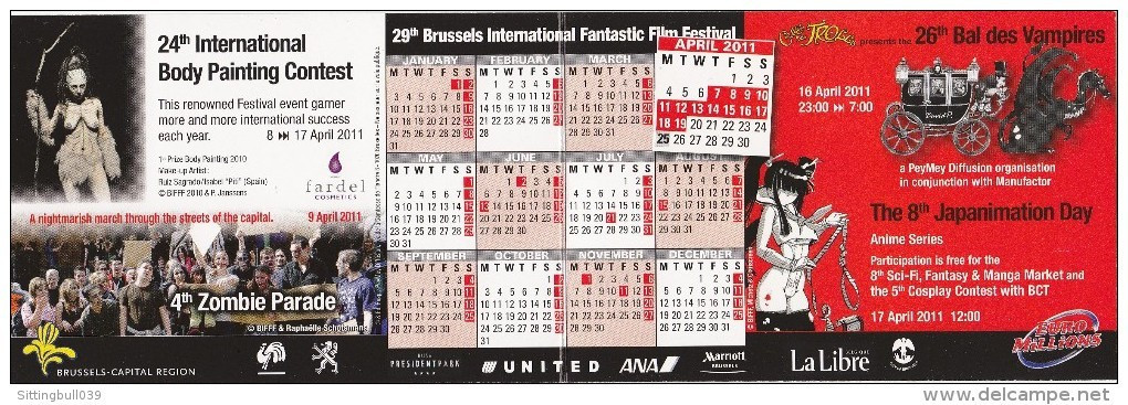 DELABY. Mini-calendrier Pour Le 29e Festival International Du Film Fantastique De Bruxelles. 2011, Pièce De Collection ! - Agende & Calendari