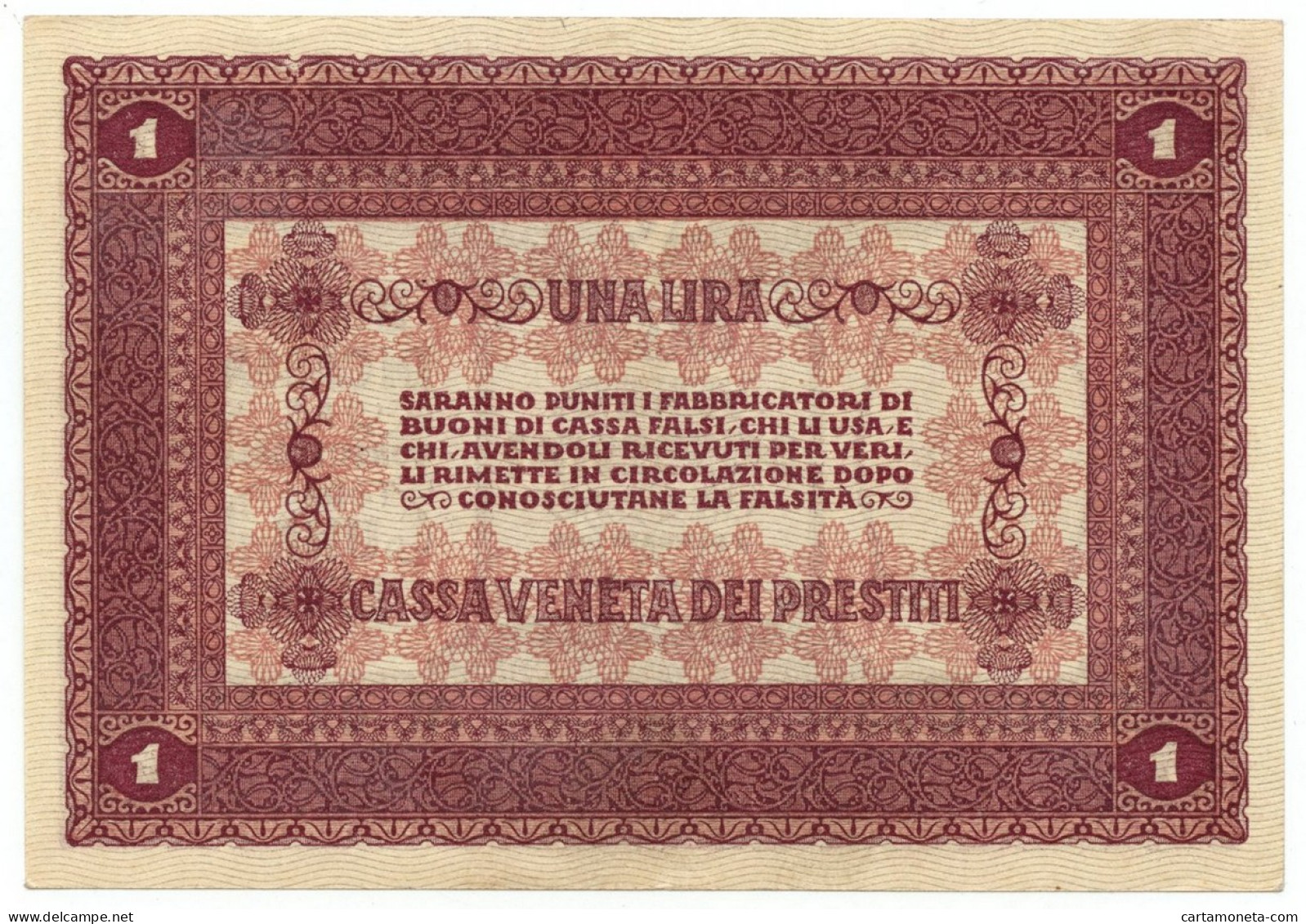 1 LIRA CASSA VENETA DEI PRESTITI OCCUPAZIONE AUSTRIACA 02/01/1918 SUP+ - Besetzung Venezia