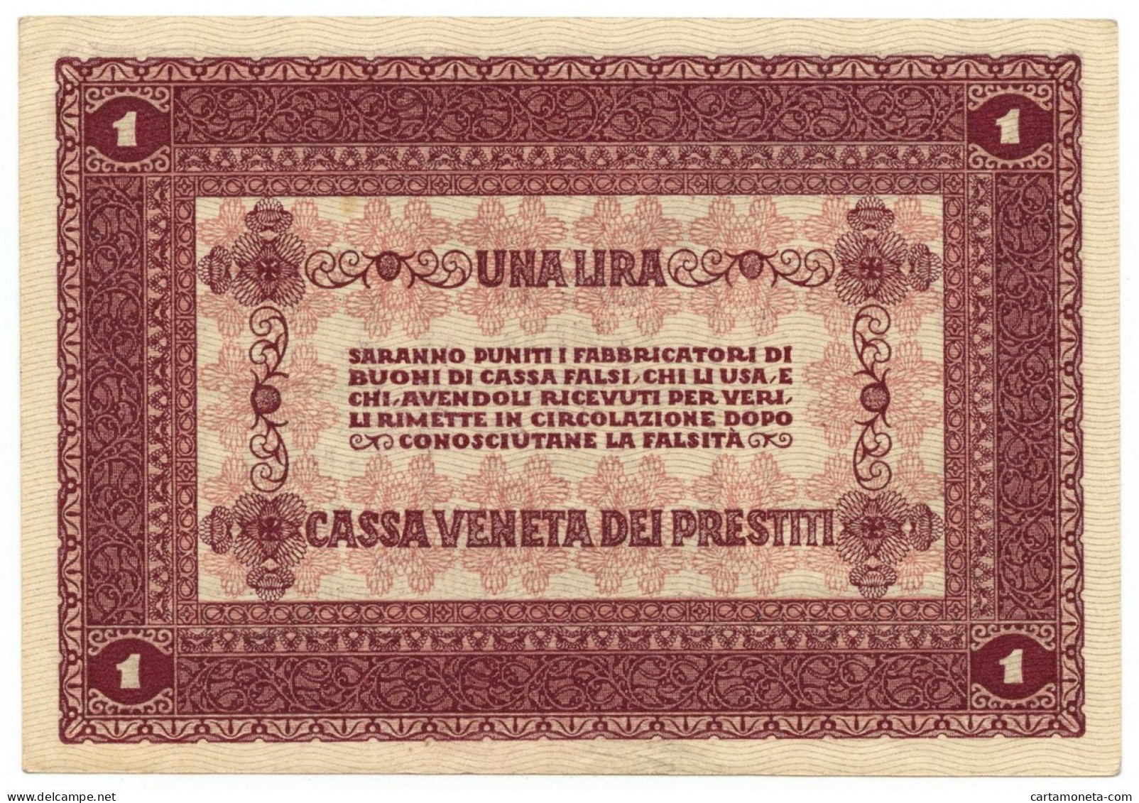 1 LIRA CASSA VENETA DEI PRESTITI OCCUPAZIONE AUSTRIACA 02/01/1918 SUP - Ocupación Austriaca De Venecia