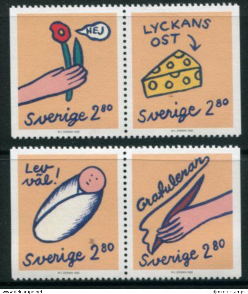 SWEDEN 1992 Greetings Stamps MNH / **.   Michel 1726-29 - Unused Stamps