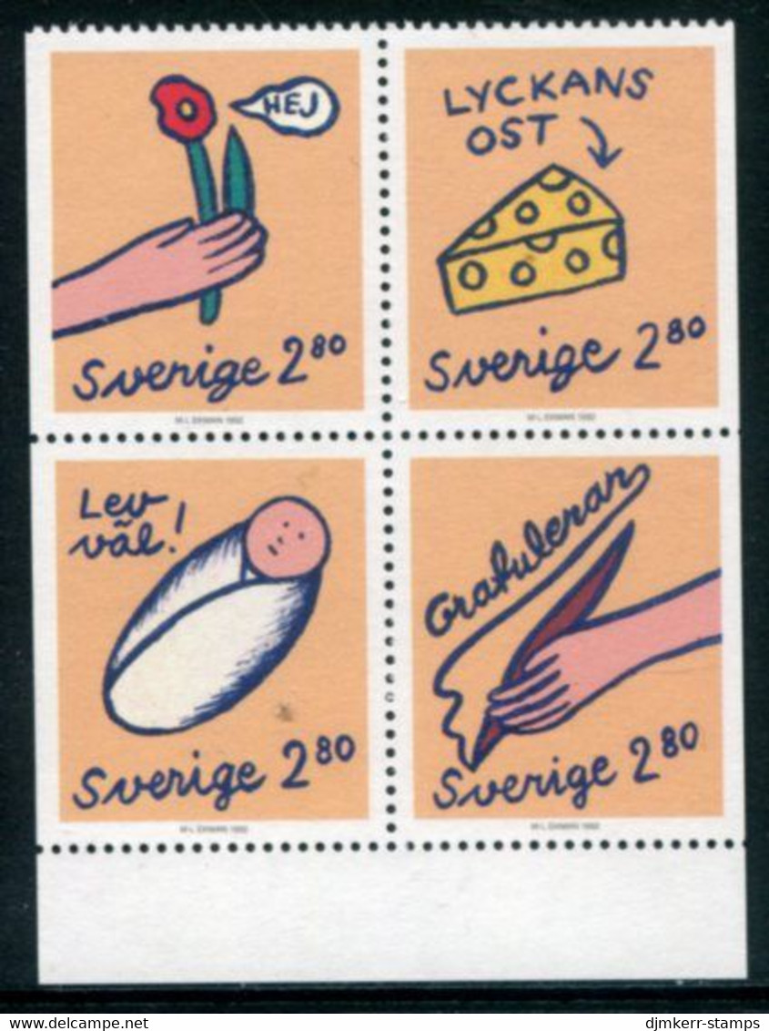 SWEDEN 1992 Greetings Stamps MNH / **.   Michel 1726-29 - Nuovi