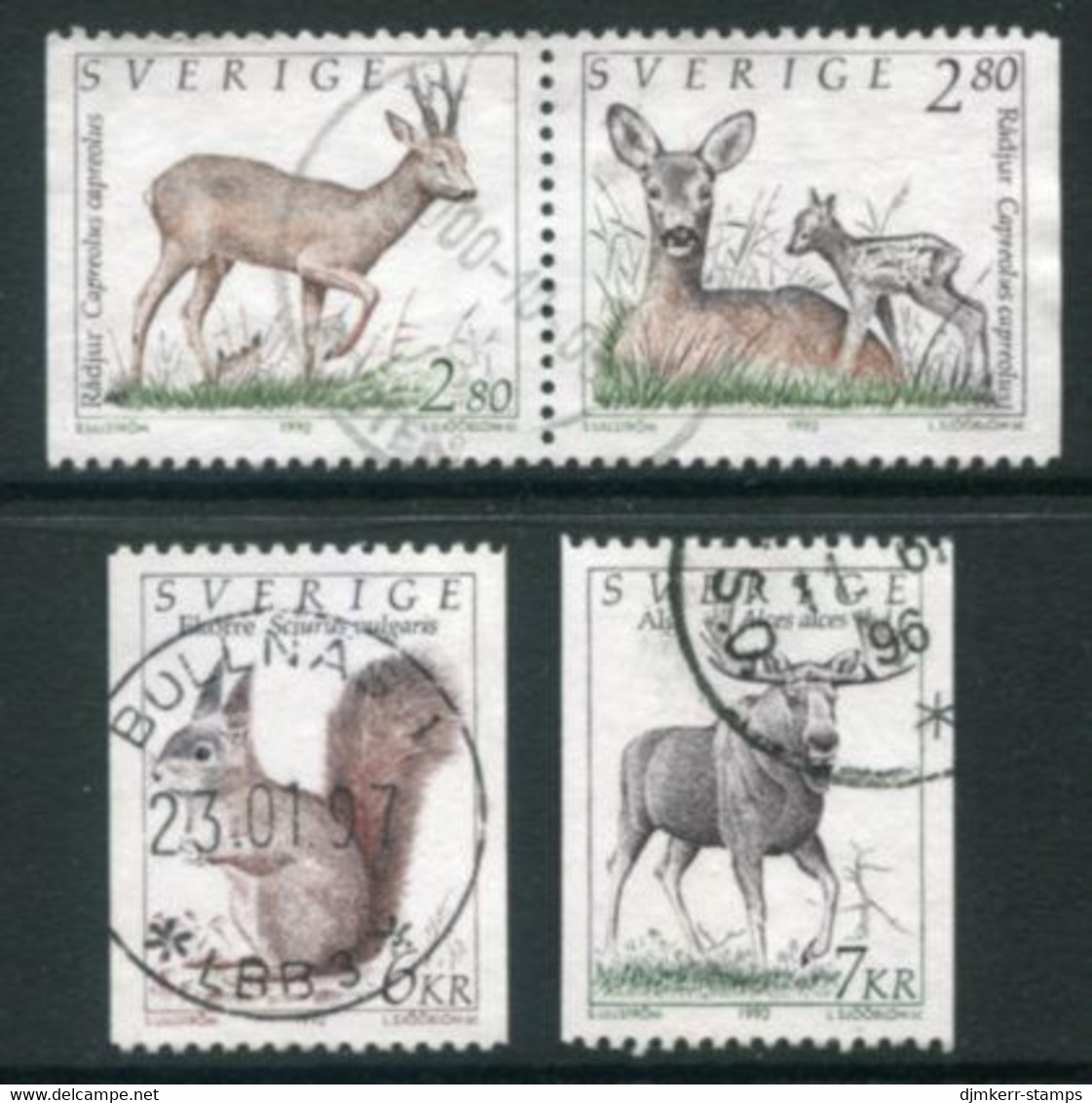 SWEDEN 1992 Wild Mammals Used.   Michel 1700-03 - Used Stamps