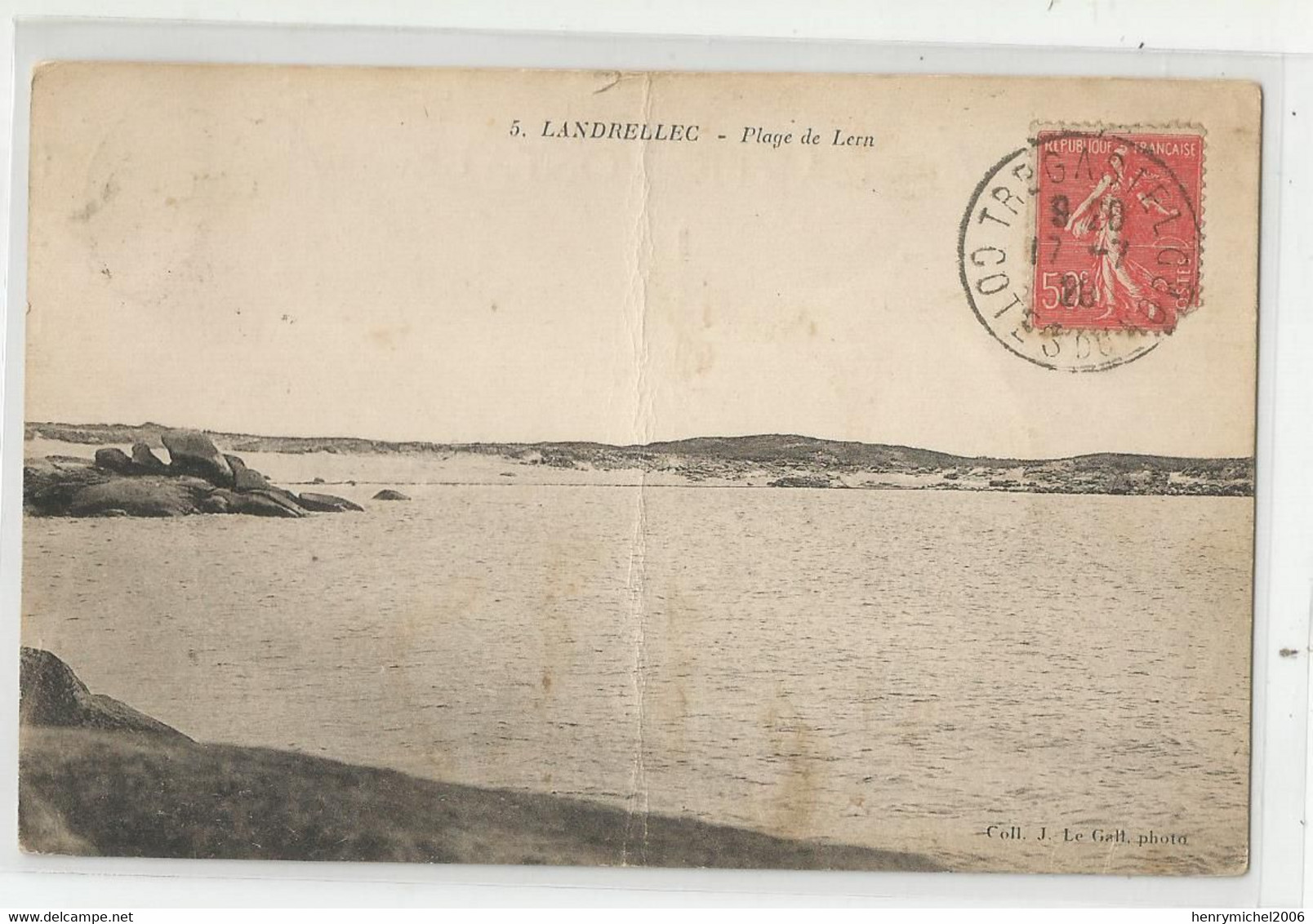 22 Landrellec Plage De Lern Cachet Tregastel 1928 Ed Photo Le Gall - Trégastel