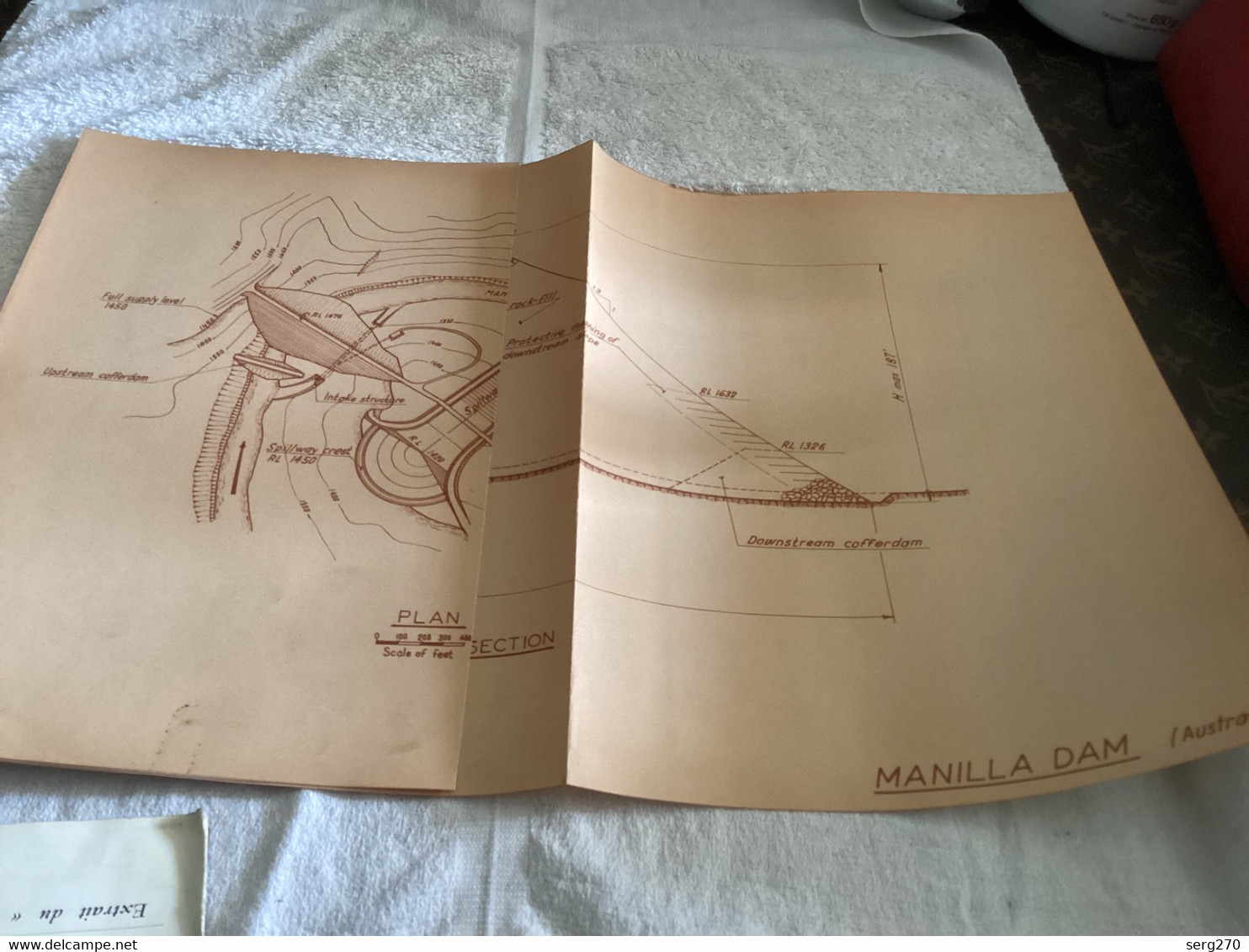 Plan    Manilla Dam  Australie Australia) Barrage - Travaux Publics