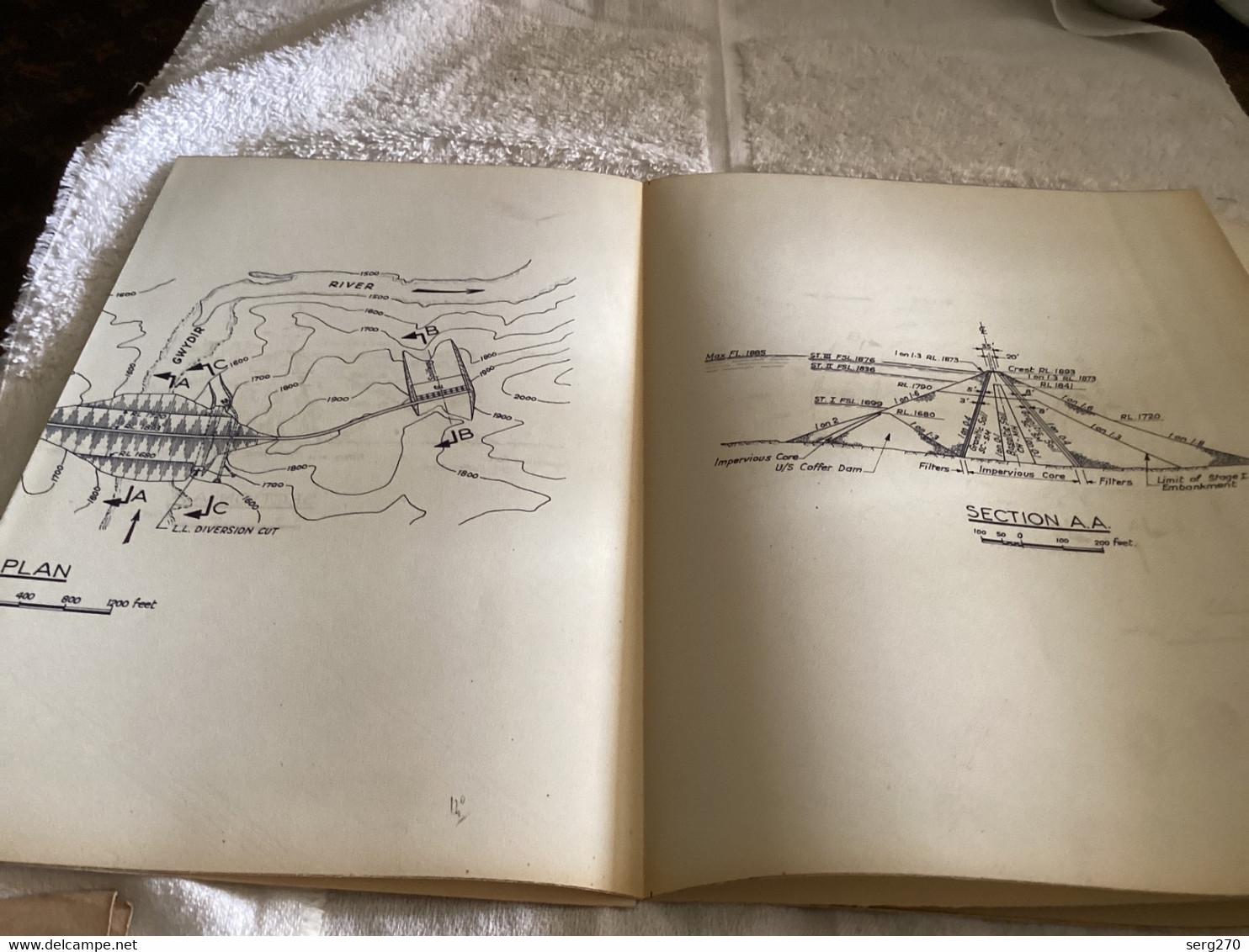 Dessin Plan De Barrage 1950 COPETON DAM (Australia) - Opere Pubbliche