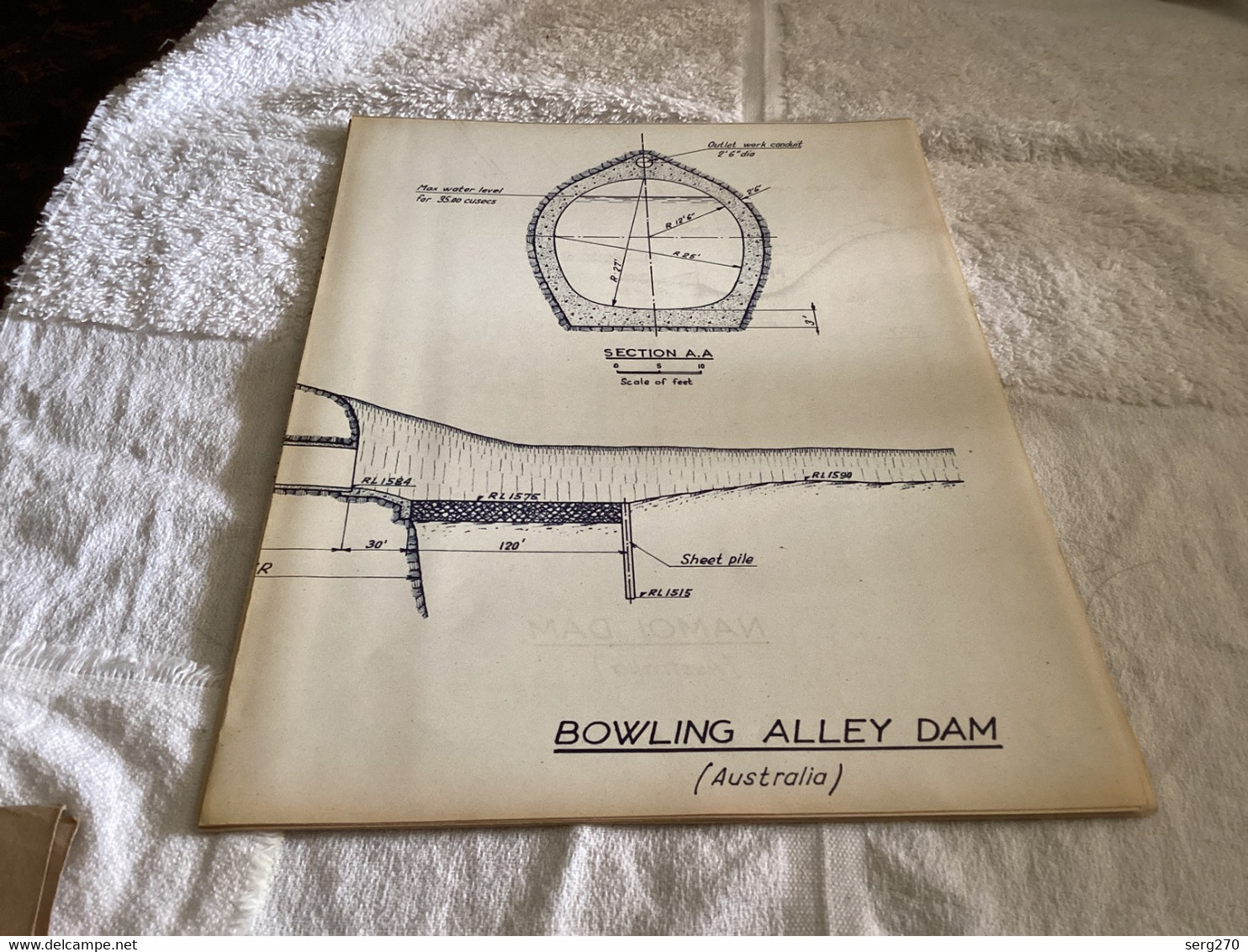 Dessin Plan De Barrage 1950  Australia Australie BOWLING ALLEY DAM (Australia) - Public Works