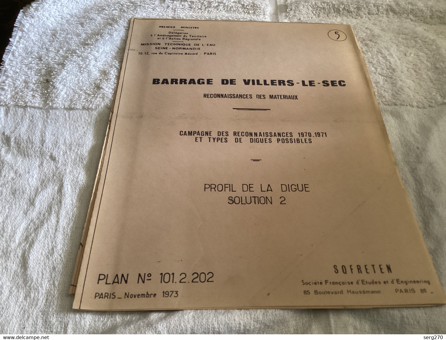 Dessin Plan De Barrage 1950 BARRAGE DE VILLERS-LE-SEC RECONNAISSANCES DES MATERIAUX - Arbeitsbeschaffung