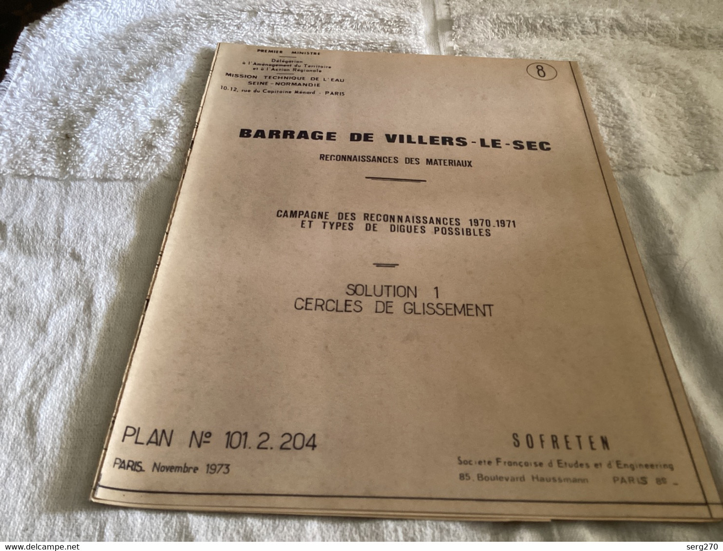 Dessin Plan De Barrage 1950 BARRAGE DE VILLERS-LE-SEC RECONNAISSANCES DES MATERIAUX - Arbeitsbeschaffung