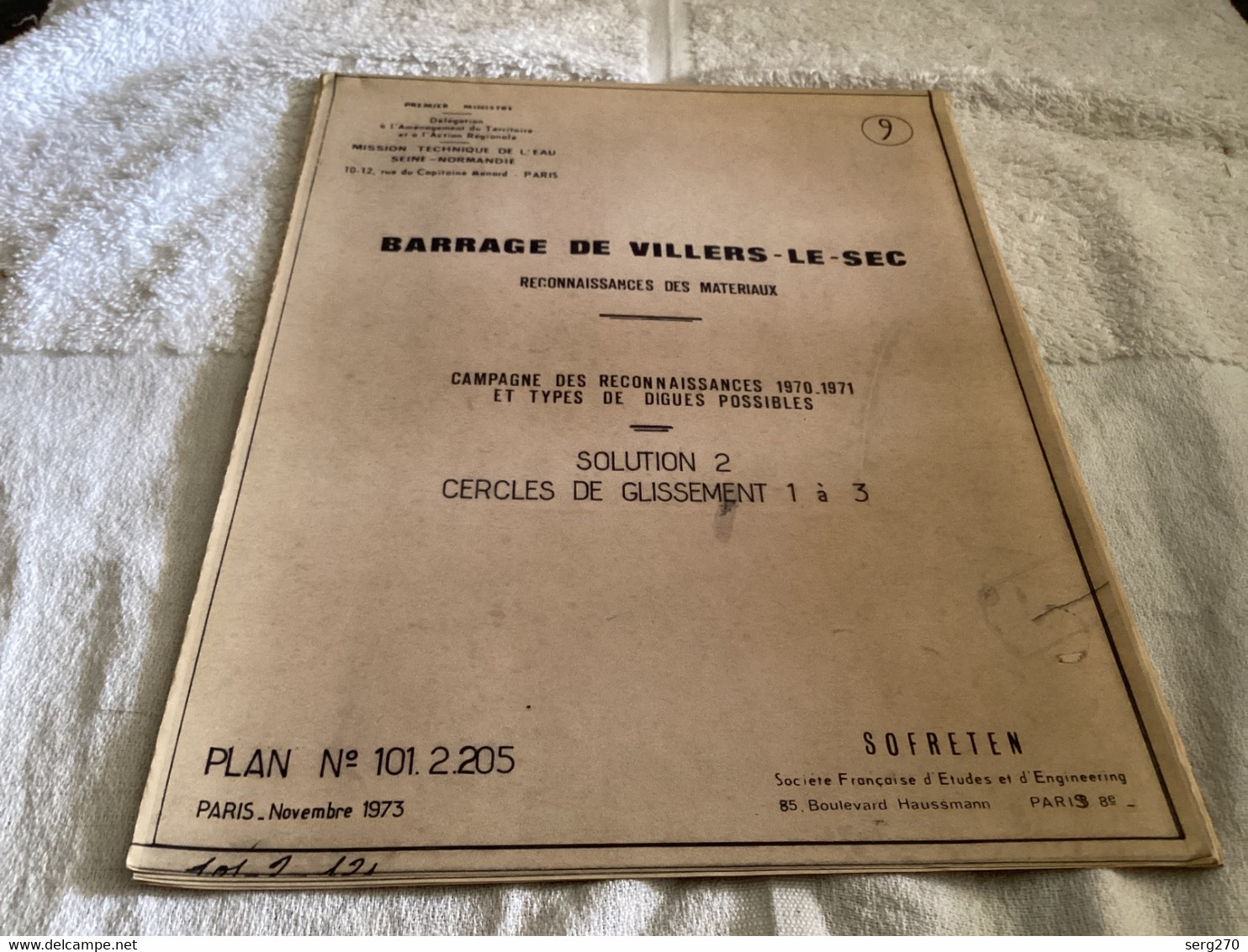 Dessin Plan De Barrage 1950 BARRAGE DE VILLERS-LE-SEC RECONNAISSANCES DES MATERIAUX - Travaux Publics