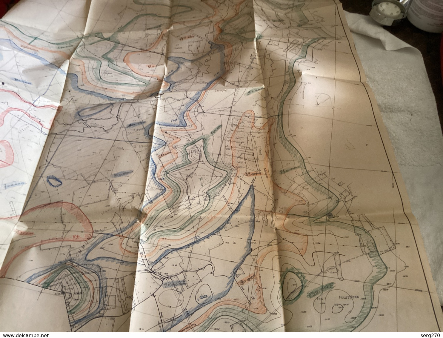 Dessin Plan De Barrage 1950 BARRAGE DE VILLERS-LE-SEC  Plan Topographique - Travaux Publics