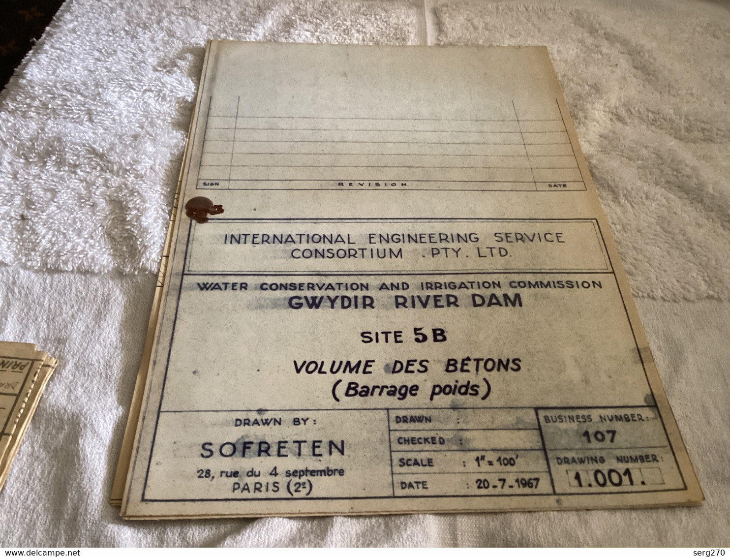 Dessin Plan De Barrage 1967 WATER CONSERVATION AND IRRIGATION COMMISSION GWYDIR RIVER DAM SITE A AVAL DU Girmile EN 5 B. - Travaux Publics