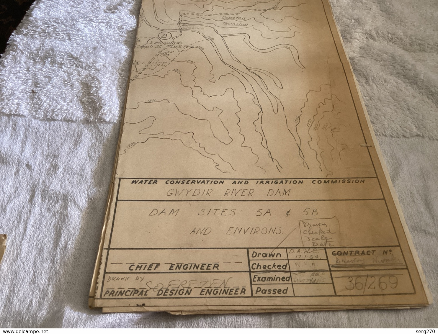 Dessin Plan De Barrage 1967 WATER CONSERVATION AND IRRIGATION COMMISSION GWYDIR RIVER DAM SITE A AVAL DU Girmile EN 5 B. - Public Works