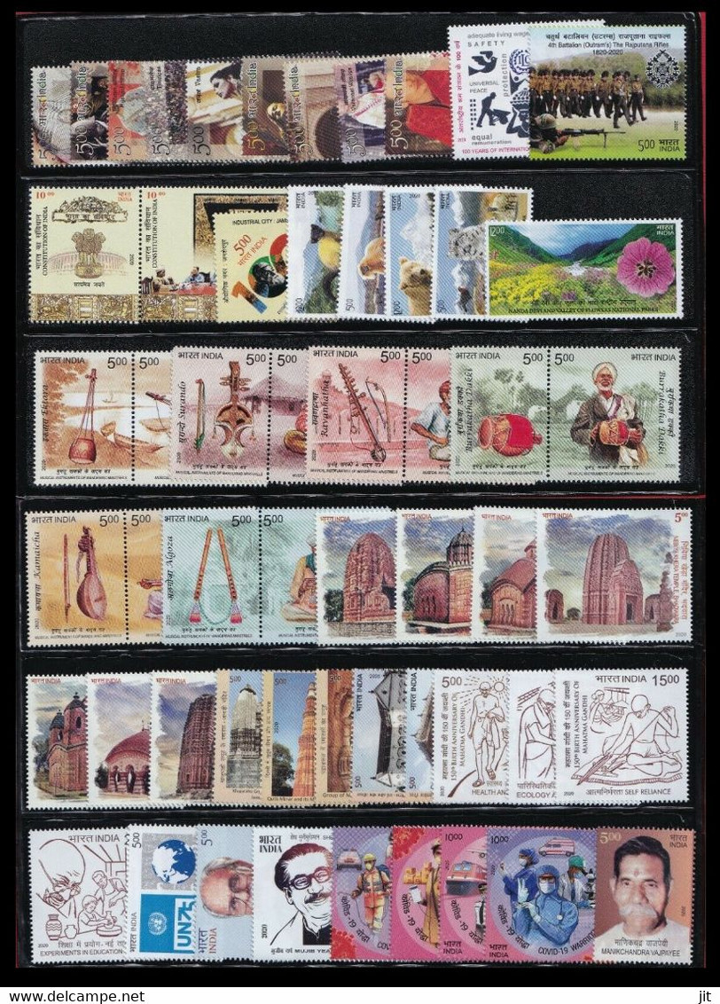 INDIA 2020 COMPLETE YEAR PACK OF COMMEMORATIVE STAMPS 55 DIFFERENT. MNH - Volledig Jaar