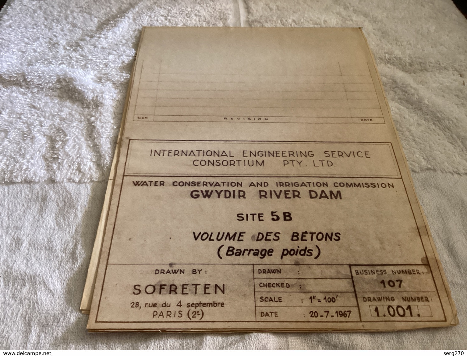 Dessin Plan De Barrage 1967 WATER CONSERVATION AND IRRIGATION COMMISSION GWYDIR RIVER DAM SITE A AVAL DU Girmile EN 5 B. - Arbeitsbeschaffung