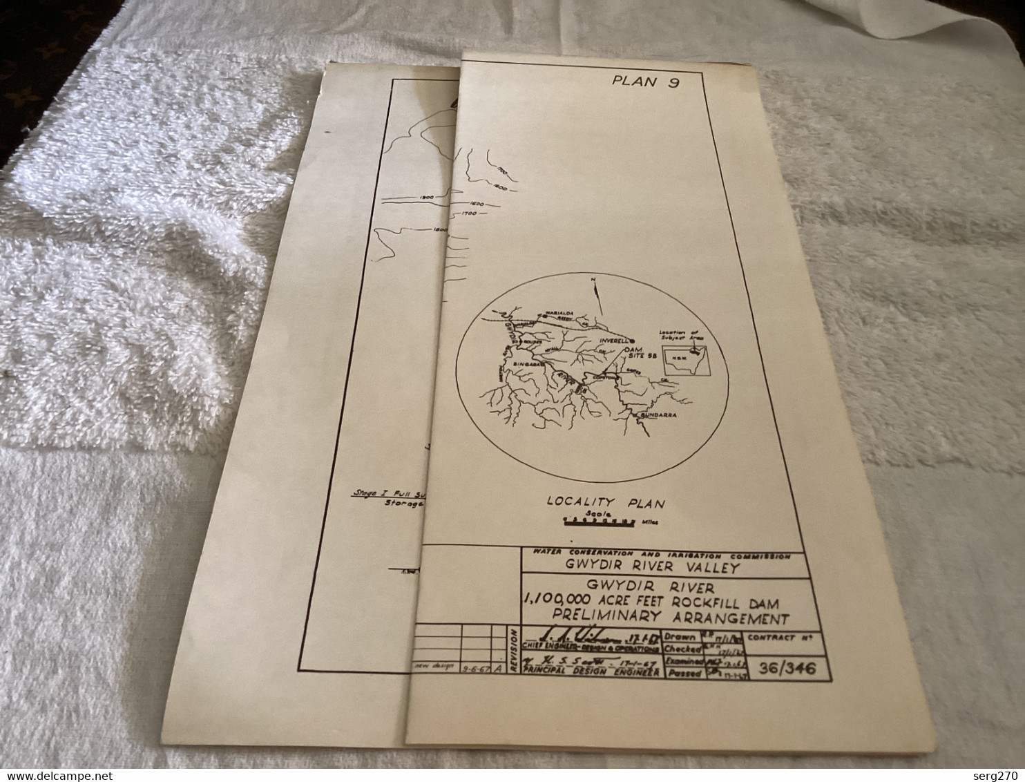 Dessin Plan De Barrage 1950 ATER CONFERVATION AMD TATATTON COMMIESION GWYDIR RIVER VALLEY GWYDIR RIVER - Opere Pubbliche