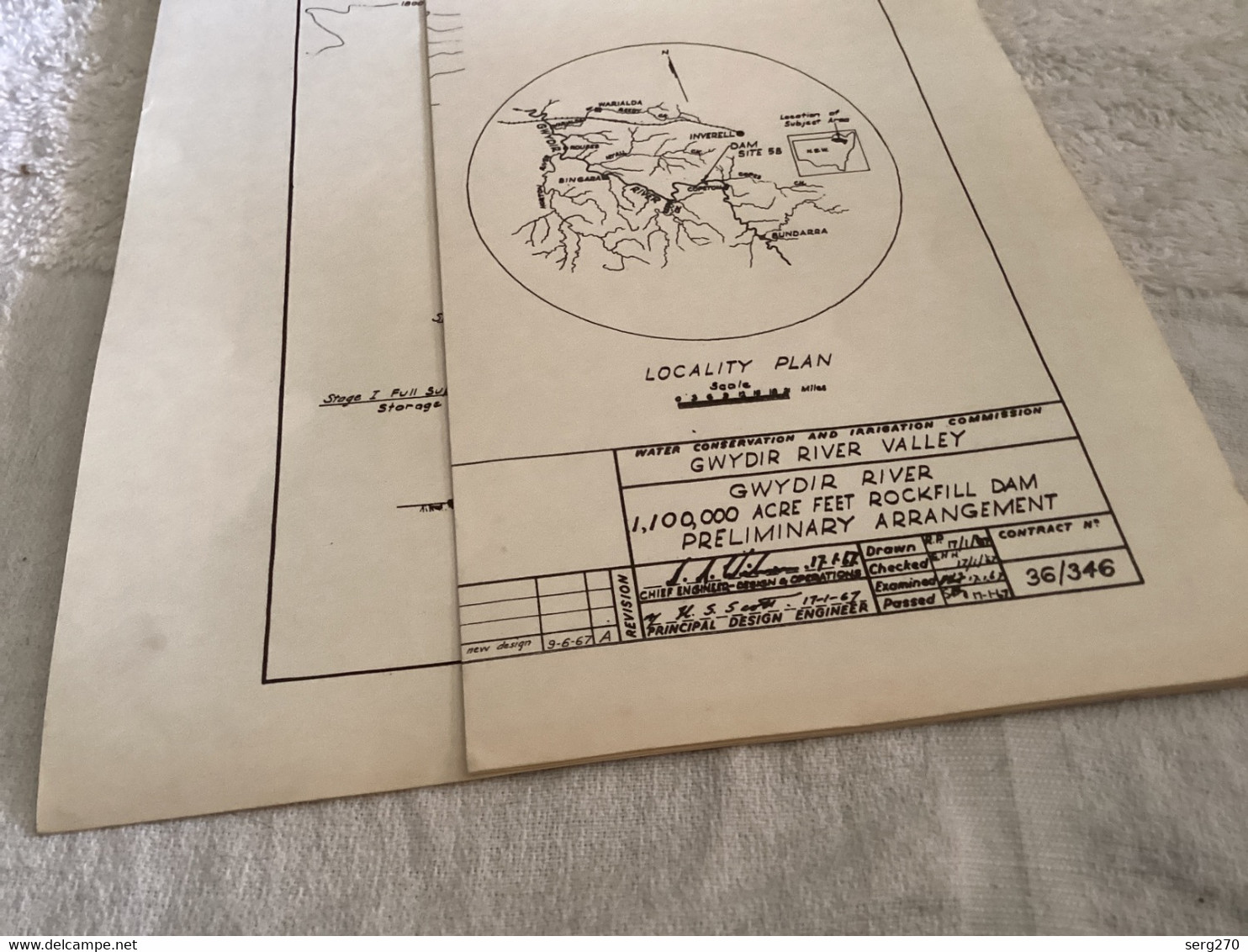 Dessin Plan De Barrage 1950 ATER CONFERVATION AMD TATATTON COMMIESION GWYDIR RIVER VALLEY GWYDIR RIVER - Travaux Publics