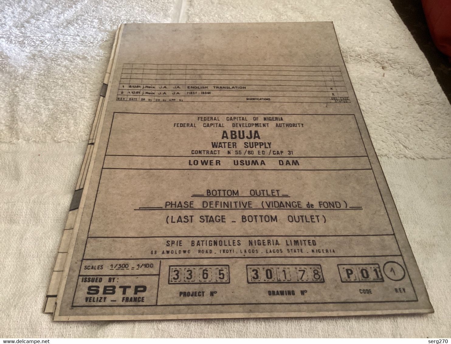 Plan Dessin Abuja Capitale Du Nigeria  Water Supply Fédéral Capitale Nigeria Informations Only 1950 - Travaux Publics