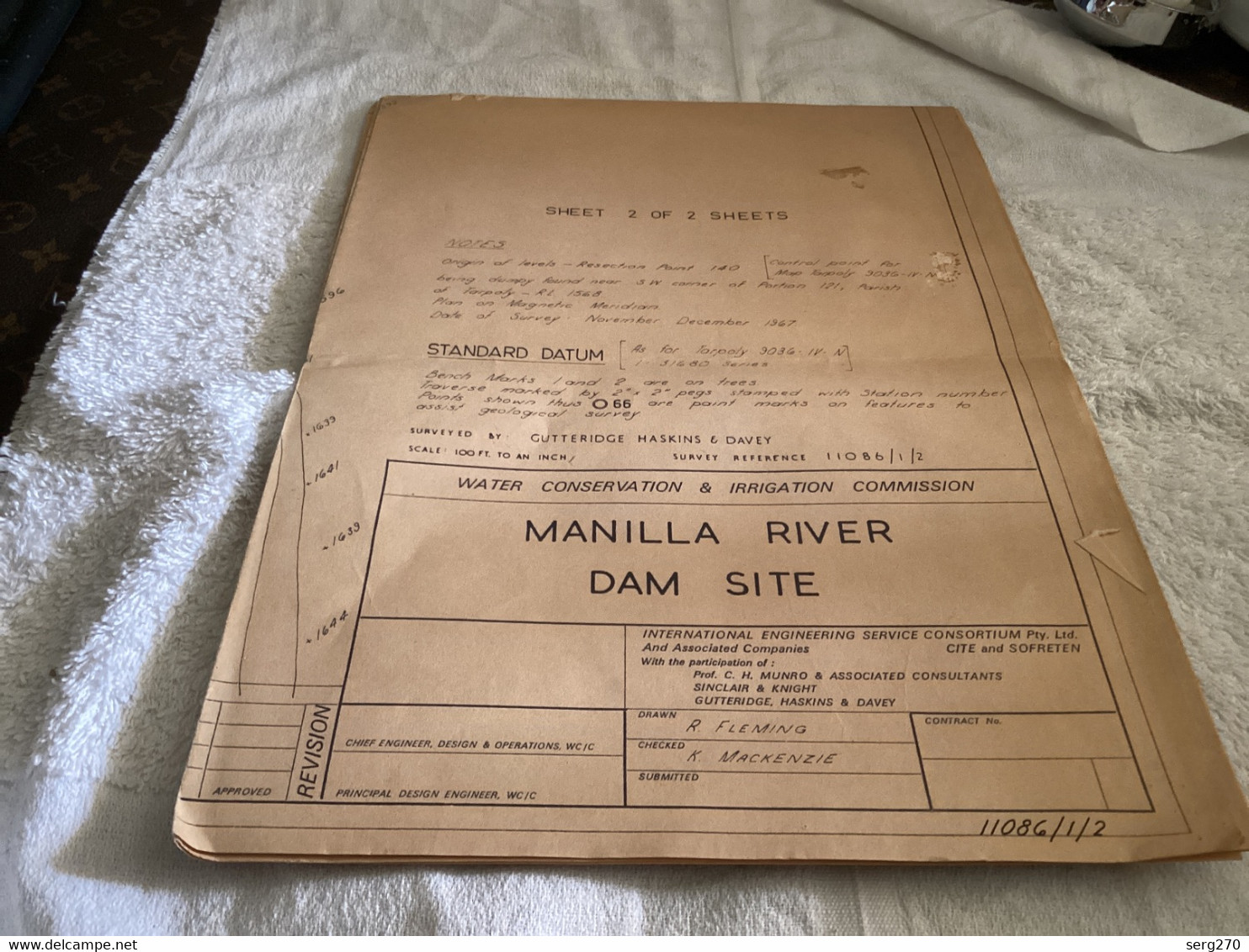 Plan Topographique Dessin Manille River Dam Site  Australia - Travaux Publics