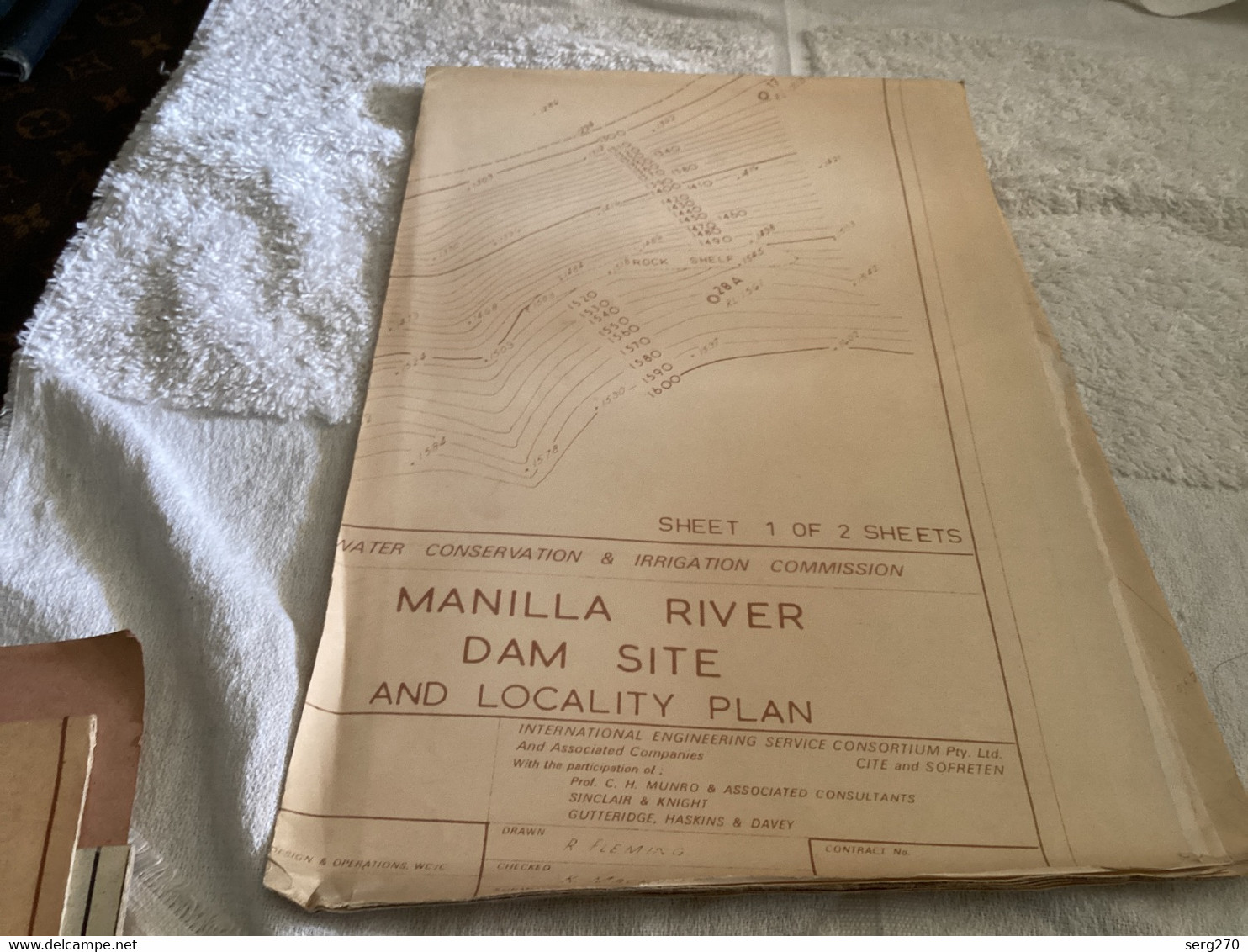 Plan Topographique Dessin Manille Dam S Dam Site  Australia 1969 WATER CONSERVATION & IRRIGATION COMMISSION MANILLA RIVE - Obras Públicas