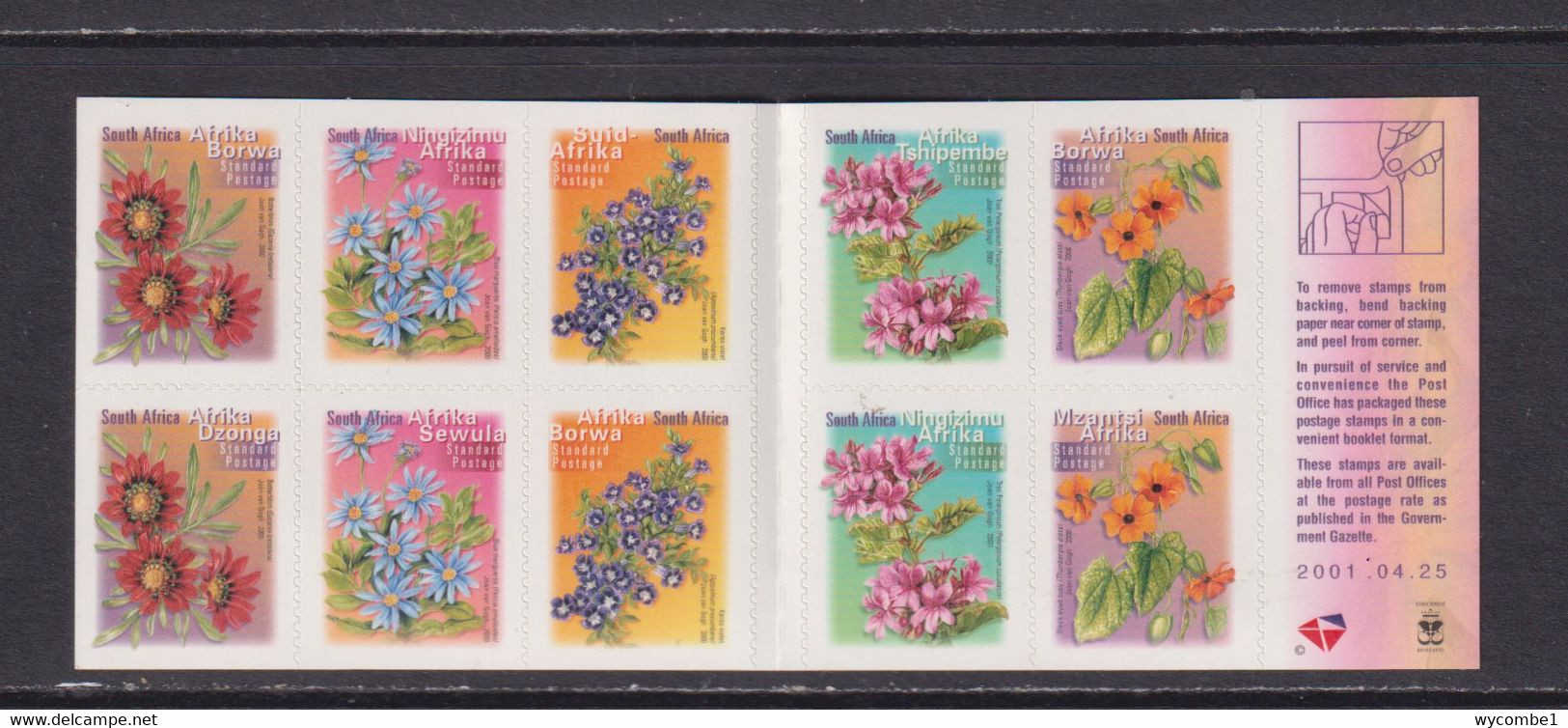 SOUTH AFRICA - 2001 Flower Definitives Self Adhesive Booklet  As Scans - Ungebraucht