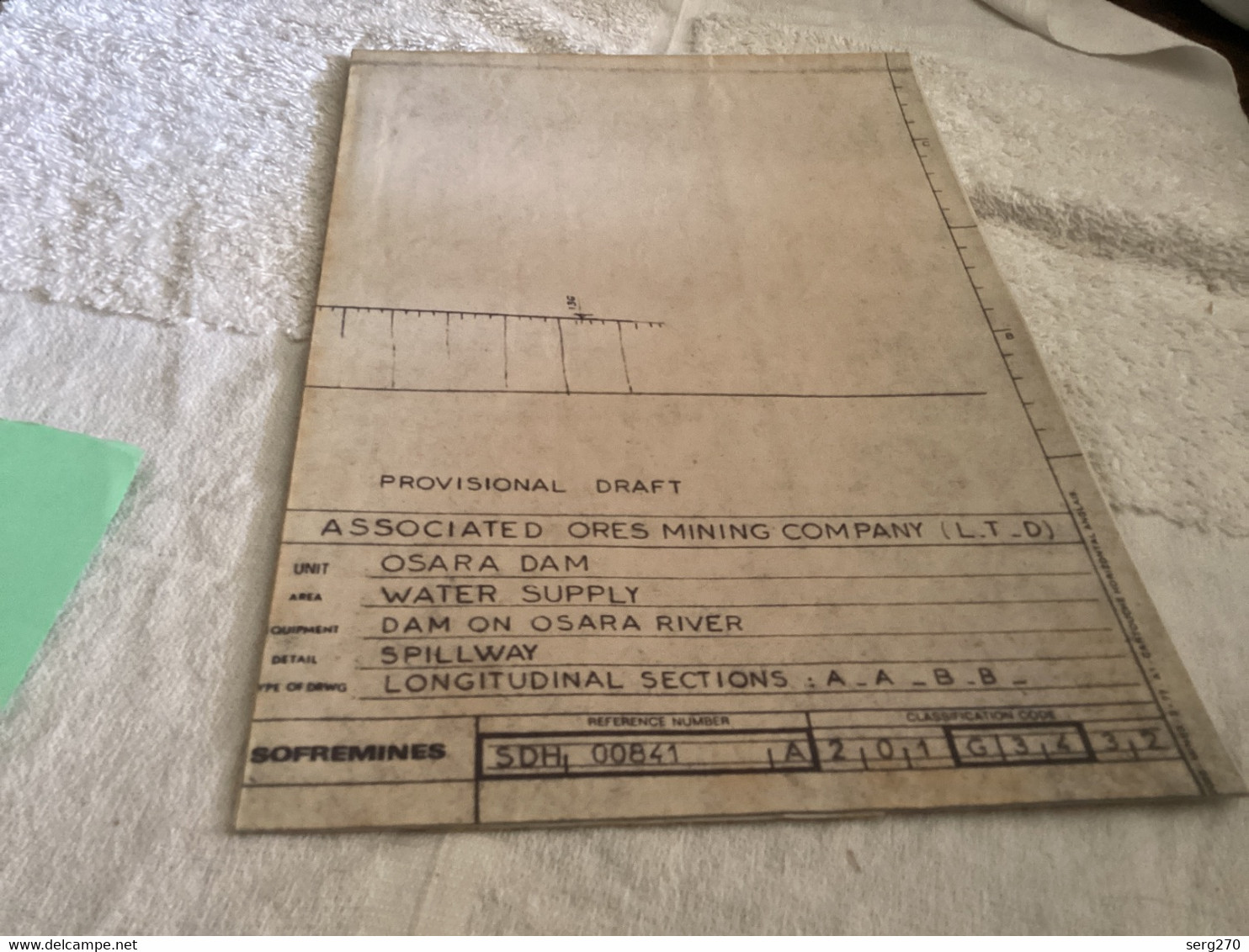 Plan Dessin Osara River Associated Ores Mining Company Dam On Osara River 1960 DAM ON OSARA RIVER Limite F Catchment Bas - Travaux Publics