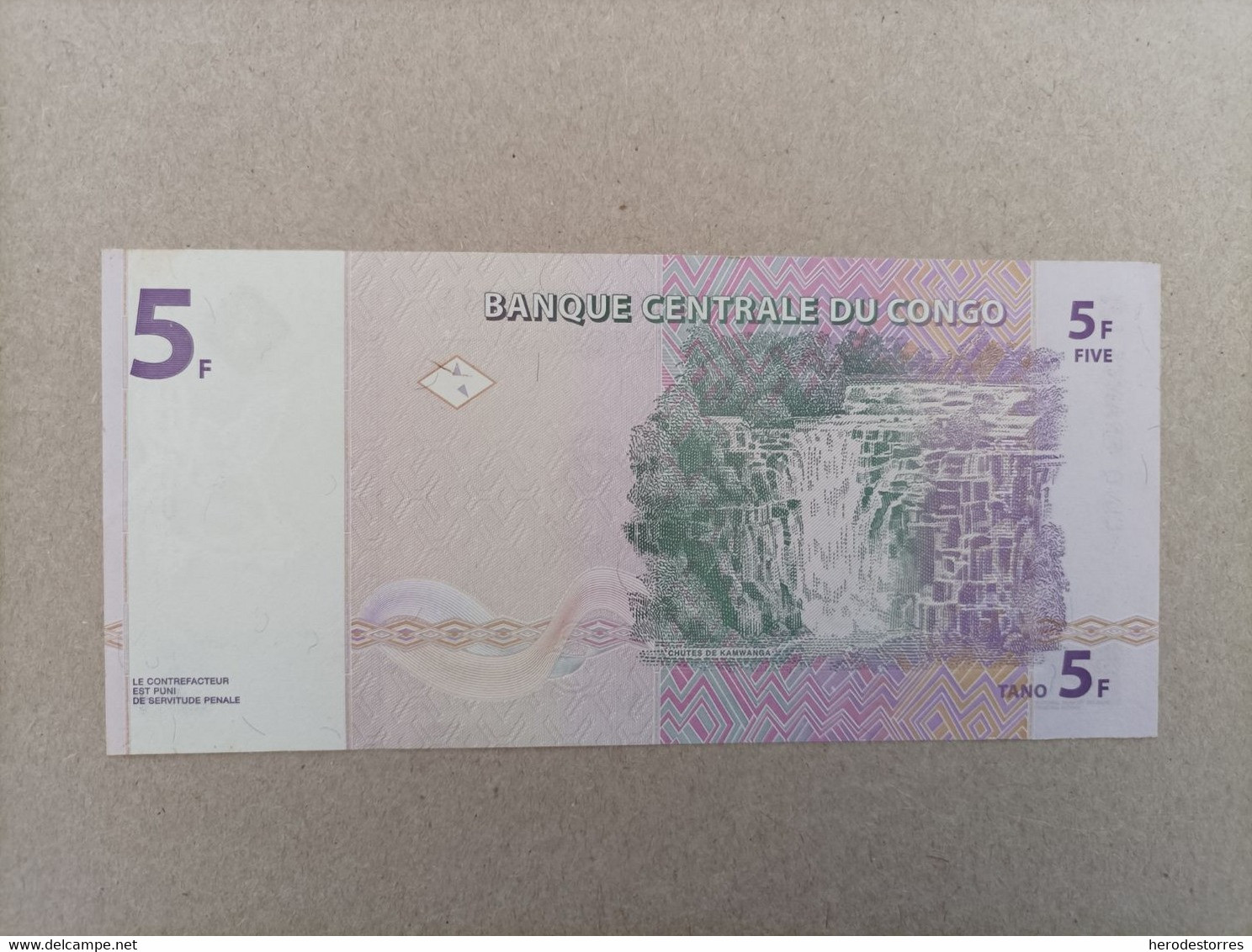 Billete De Congo De 5 Francs, Año 1997 Nº Baijisimo G0000400A, UNC - Republik Kongo (Kongo-Brazzaville)