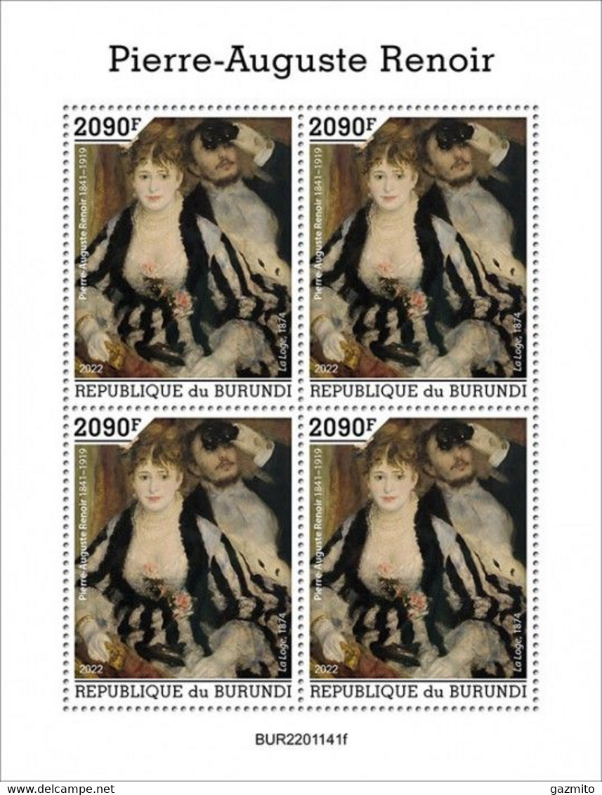 Burundi 2022, Art, Renoir, 4val In BF - Unused Stamps