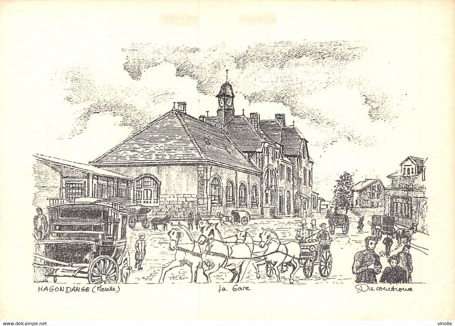 PIE-22-T-PL : 5142 : HAGONDANGE. LA GARE. CARTE ILLUSTREE DUCOURTIOUX - Hagondange