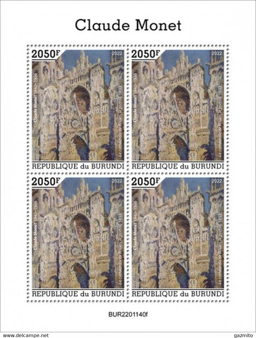 Burundi 2022, Art, Monet III, Cathedral, 4val In BF - Neufs